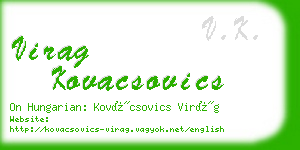 virag kovacsovics business card